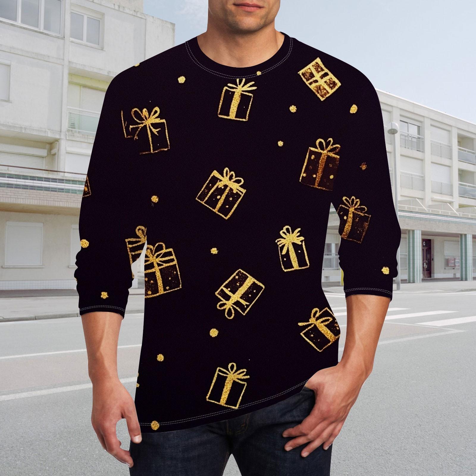 

Муж. Футболка Круглый вырез Одежда Одежда На открытом воздухе Длинный рукав С принтом Модельер Винтаж XXL чёрный