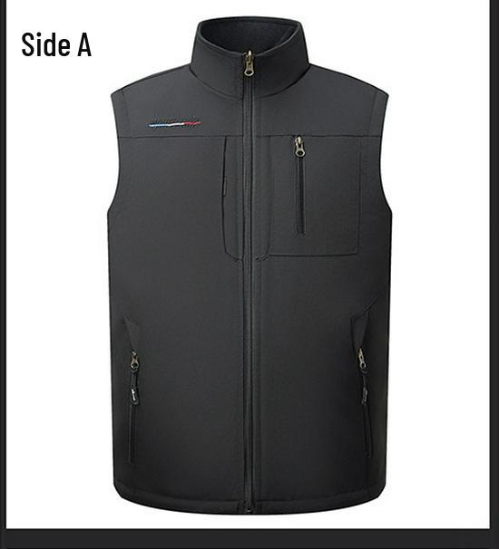 Men's Double-Sided Fleece-Lined Casual Jacket, Multi-Pocket, Dad Style for Autumn and Winter