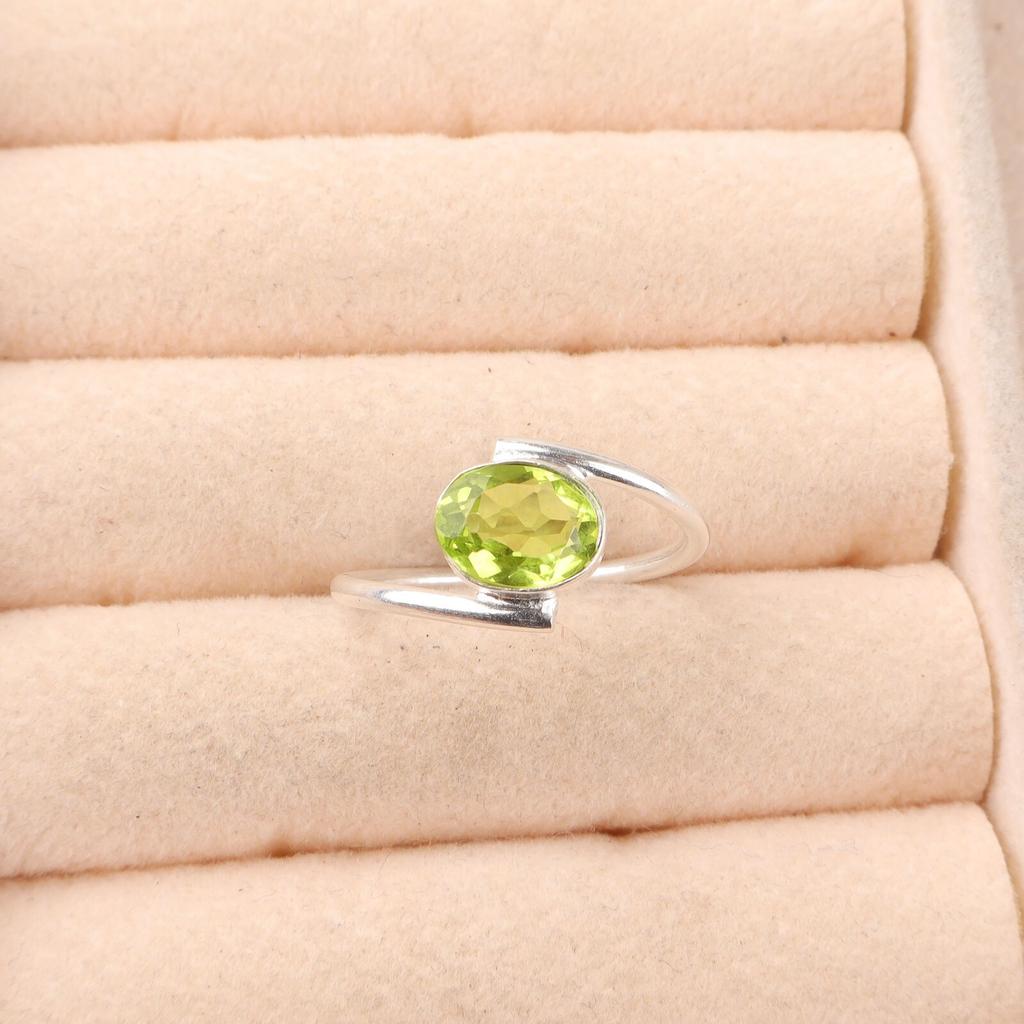 Natural Peridot Gemstone 925 Sterling Silver Jewelry Handmade Ring Birthday Gift RR-31-3