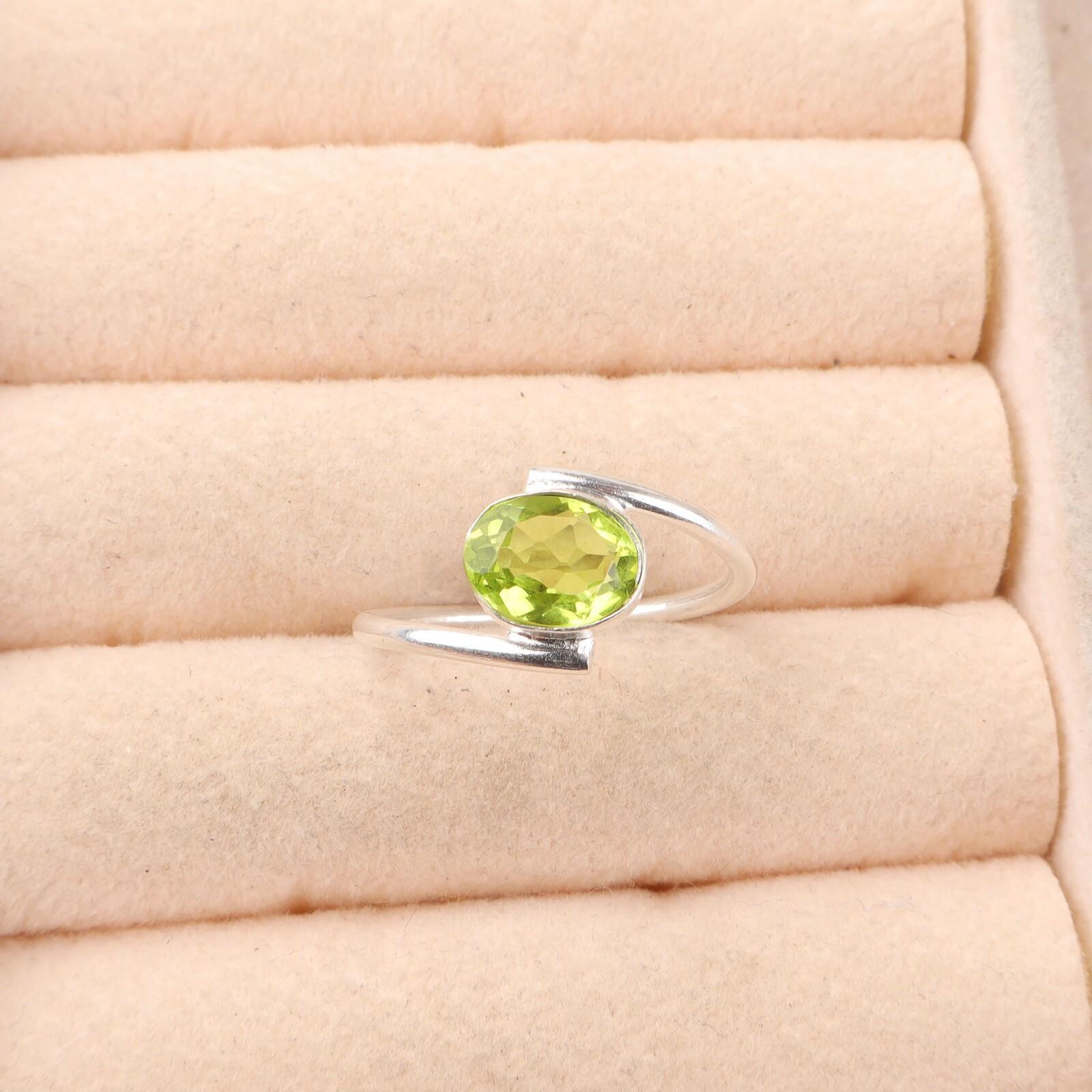 

Натуральный Перидот Драгоценный Камень 925 Стерлинговое Серебро Ювелирные Изделия Кольцо Ручной Работы Подарок на День Рождения RR-31-3 8.5