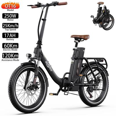 Electric Bicycle Foldable ONESPORT OT16 20" 250W Motor Adult Ebike Top Speed 25Km/h 48V 17AH Max Range 120Km
