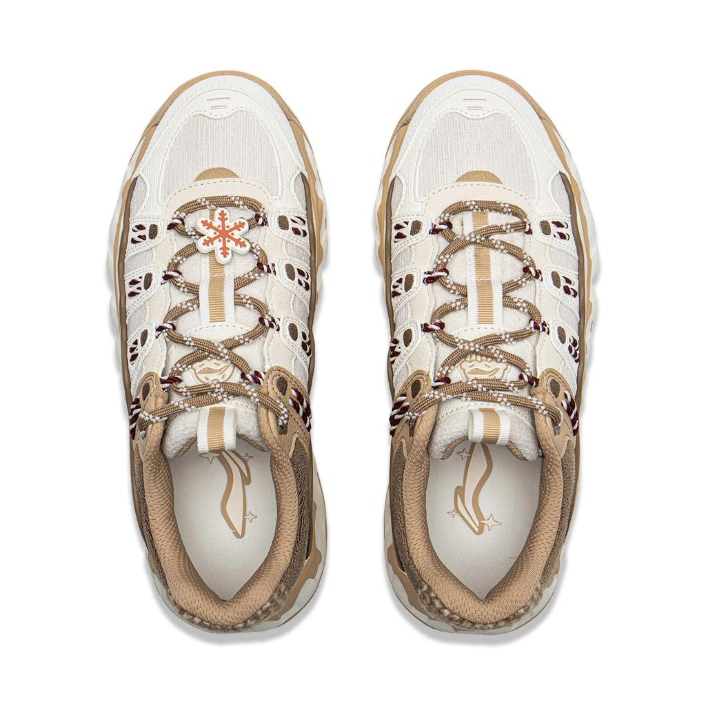 Buty Li Ning Piernikowy Ludzik Klasyczne Wszechstronne Amortyzacja Odbicie Niskie Cholewki Buty Codzienne Damskie sneaker Beżowy AGCV254-1