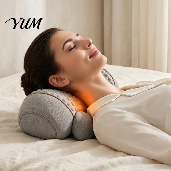 Office Chair Massage Cushion Electric Neck Massager Pillow, 3-in-1 Cervical Heat Vibration And Lift Ergonomic Shoulder Relief Pillow Function, Memory
