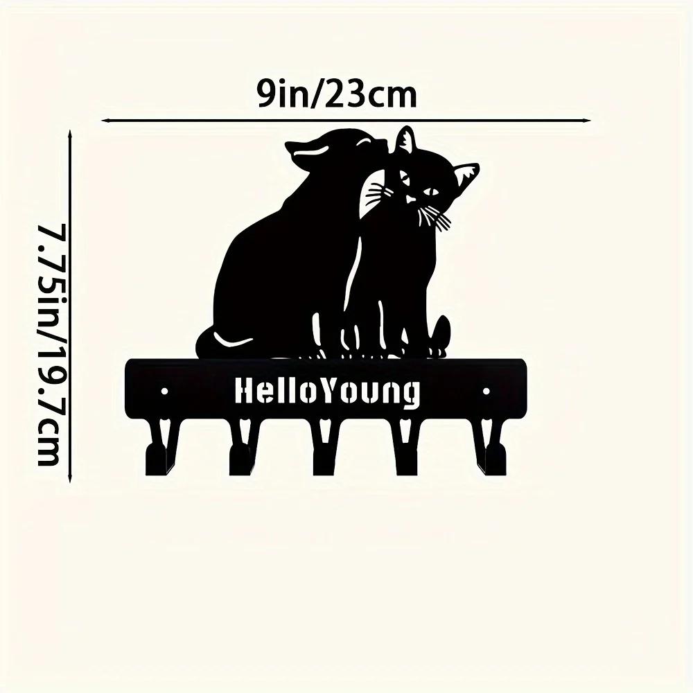 

1 упаковка, пара, кошка, металлический держатель для ключей, настенный крючок, декоративные аксессуары для настенного монтажа, брелок, кольцо для ключей чёрный