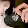 Silver Needle Cold Wind Love Earrings Personality Simple Design Earrings Fashion Versatile Advanced Earrings Women