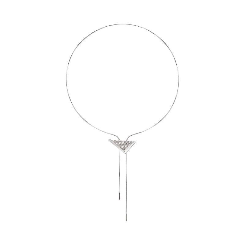 Diamond-Studded Triangle Necklace: Chic, Lightweight, Versatile, High-End Sweater Chain for Women