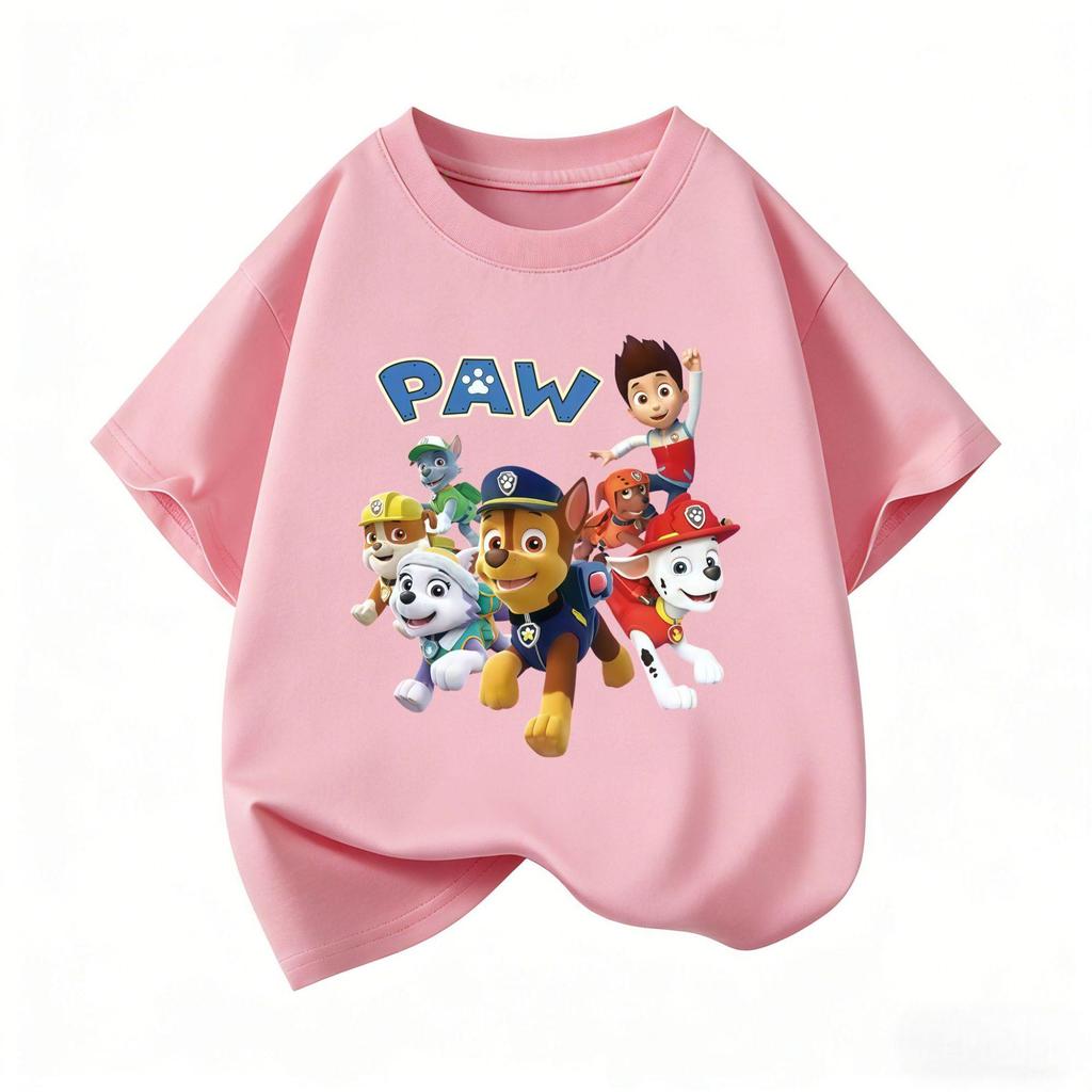 High-Quality Boys' Autumn Cartoon Print Short-Sleeve Round Neck Shirt