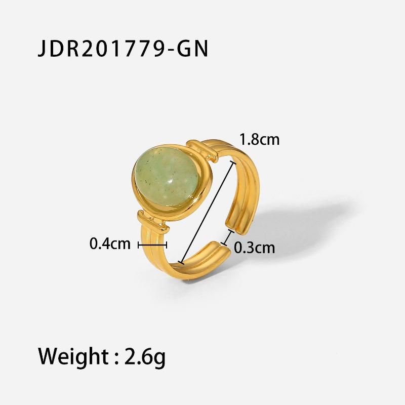 

Retro Stainless Steel Gemstone Ring with Gold Band Jewelry From The Vintage Era JDR201779-GN