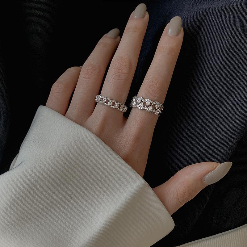 Full Diamond Ring Light Luxury Niche Feeling Index Finger Ring Women'S Fashion Personality Temperament Hand Jewelry