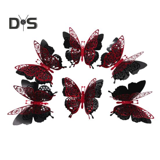 

6 шт./компл. 3D-наклейка на стену в виде бабочки, съемная клейкая двухслойная настенная наклейка в виде бабочки, декоративная наклейка для дома, офиса, гостиной, вечеринки ко Дню святого Валентина B