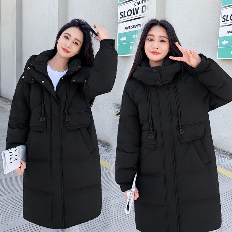 Cotton Jacket Women's Mid-length Over the Knee New Down Cotton Jacket Thickened Korean Version Loose Hooded Winter Versatile Jacket