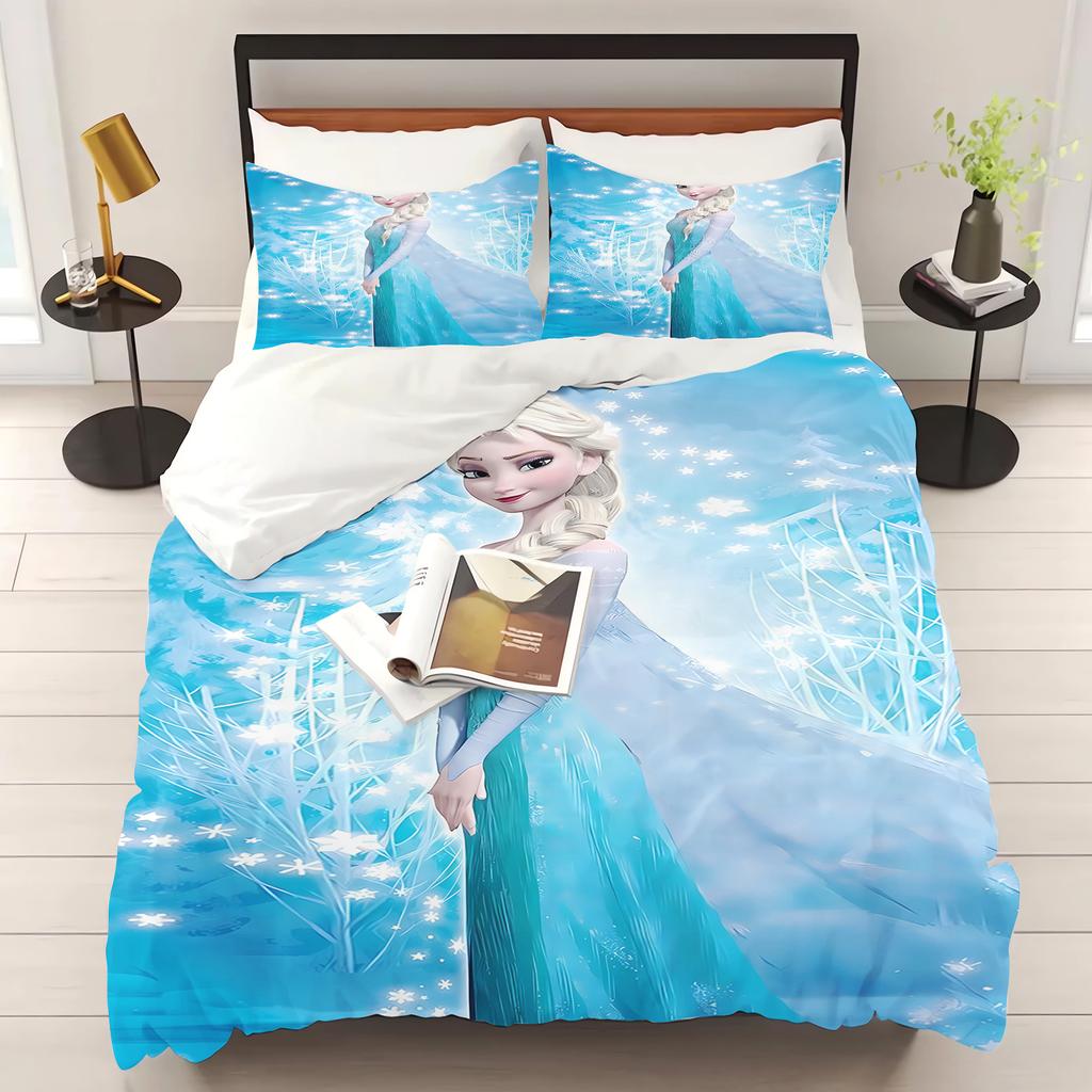 Prinzessin Elsa Frozen Aufdruck Schlafzimmer Bettwäsche Set Bettbezug Weihnachtsgeschenke Komfort Cartoon Mit Kissenbezug
