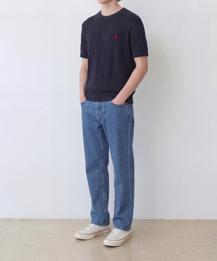 Edeunbeoleokeulleob High-Twist Linen Cable S/S Knit (Navy)