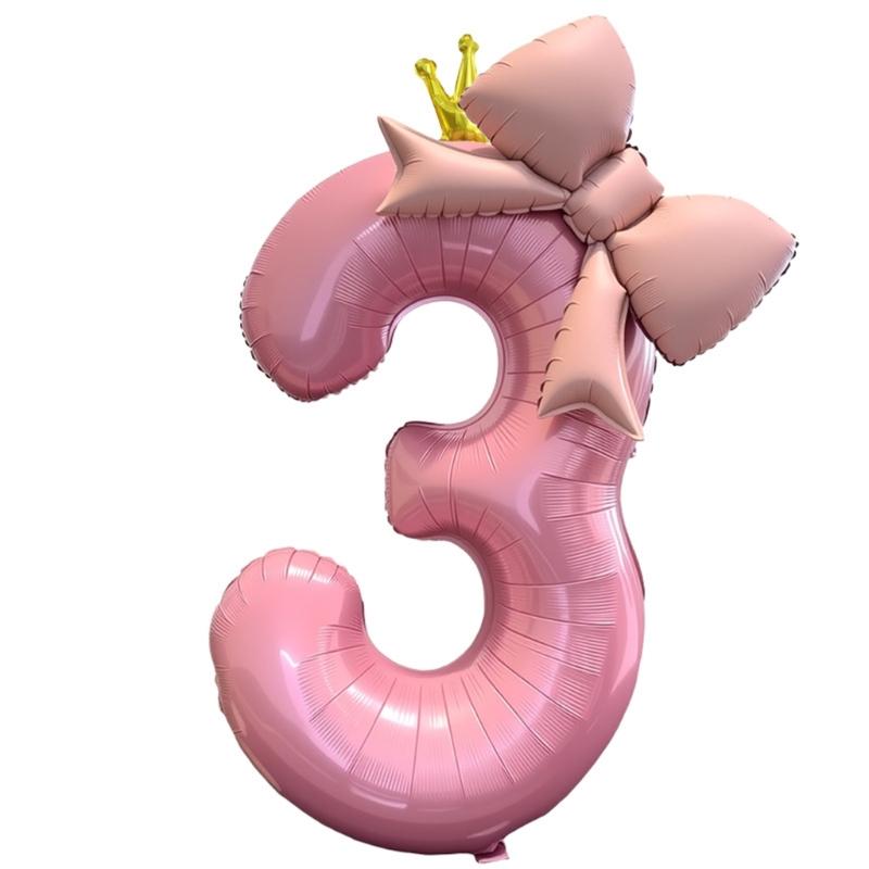 Bowknot Number Shape Balloon Reusable 40Inch Oversize Plastic Balloon For Birthday Wedding Anniversary Party Decoration