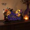 Indoor Autumn Seasonal Decor Halloween Tabletop Signs, Pumpkin Ghost Gnome Wood Centerpiece Blocks, Spooky Decorative Crafts for Fall Party
