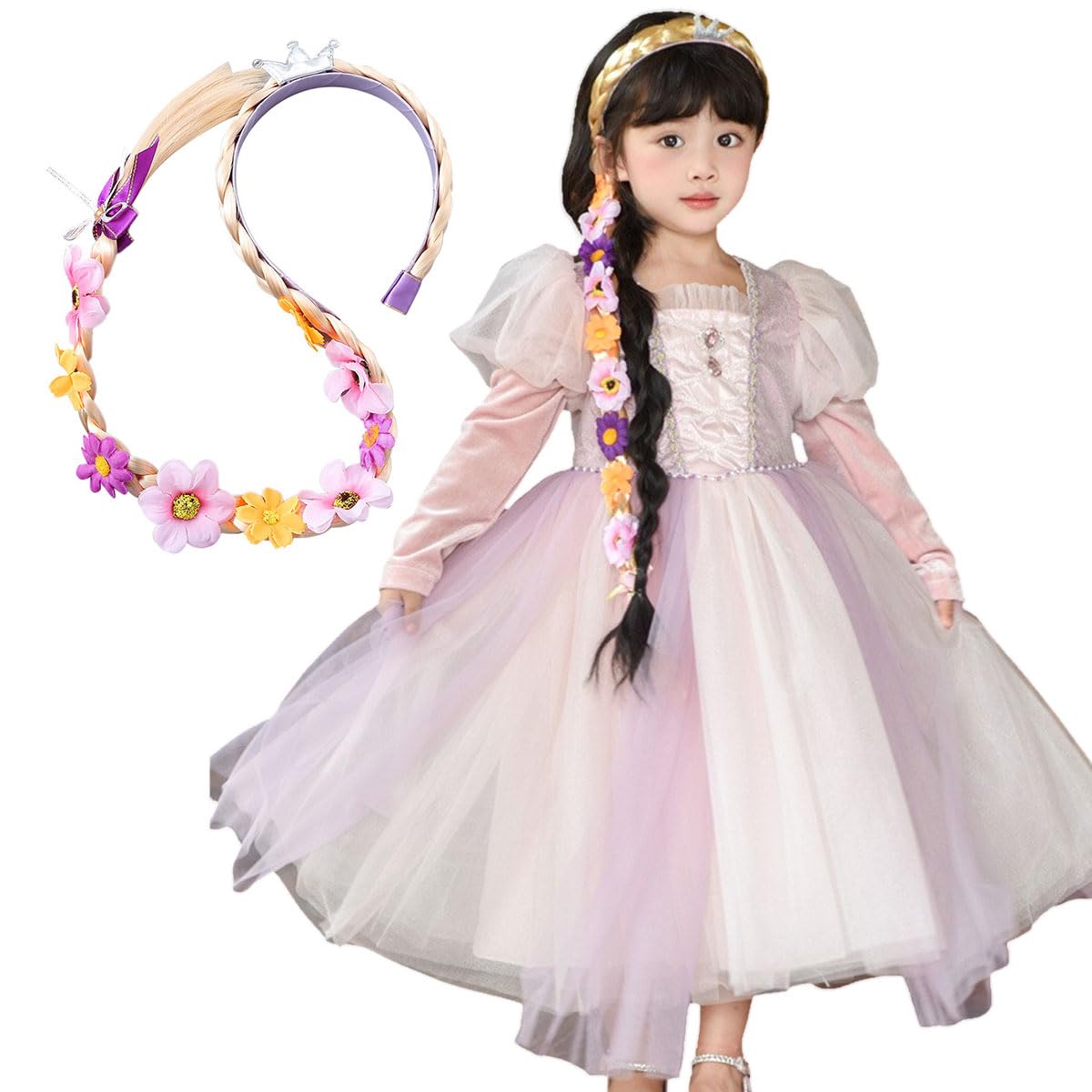 

[monoii] Платье Рапунцель, Детское Косплей Платье Принцессы на Хэллоуин, Костюм для Девочек