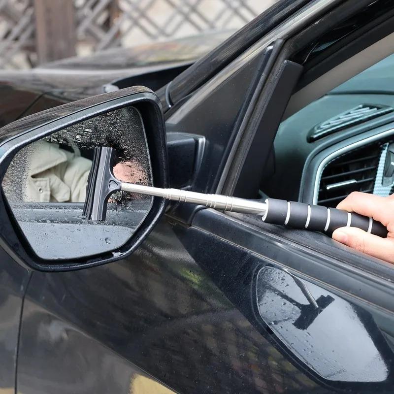 Limpiaparabrisas Portátil de Espejo Retrovisor Raspador Retráctil de Mano Escobilla de Goma Para Espejo Retrovisor de Coche Herramienta de Limpieza de Cristal de Coche