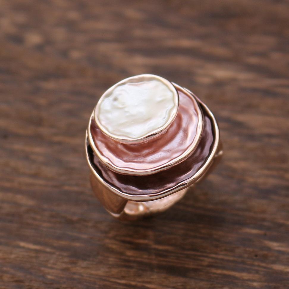 Enamel Geometric Flower Elastic Ring, Women's Fashion High-end Rose Alloy Ring