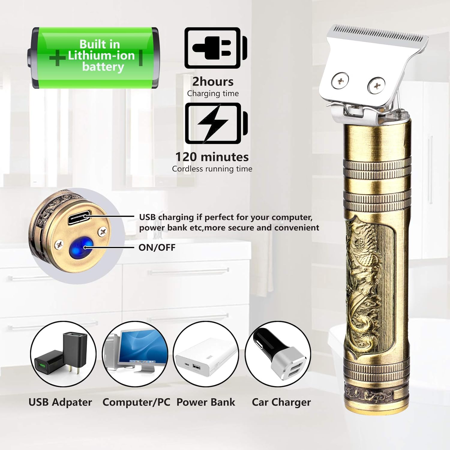 Hair Clippers for Men Clippers for Hair Cutting Hair Trimmer Barber Clippers Beard Trimmer Haircut kit Mens Hair Clippers Professional USB