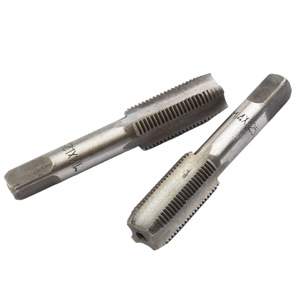 CNC-Maschinen-Gewindebohrer-Satz 14 mm x 1,25 metrisches Gewinde Rechts Werkzeuge Silber 2 Stück Nützlich