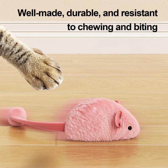 Interactive Mouse Cat Toy Electric Squeaky Plush Mouse Simulated Mouse with Night Fluorescence