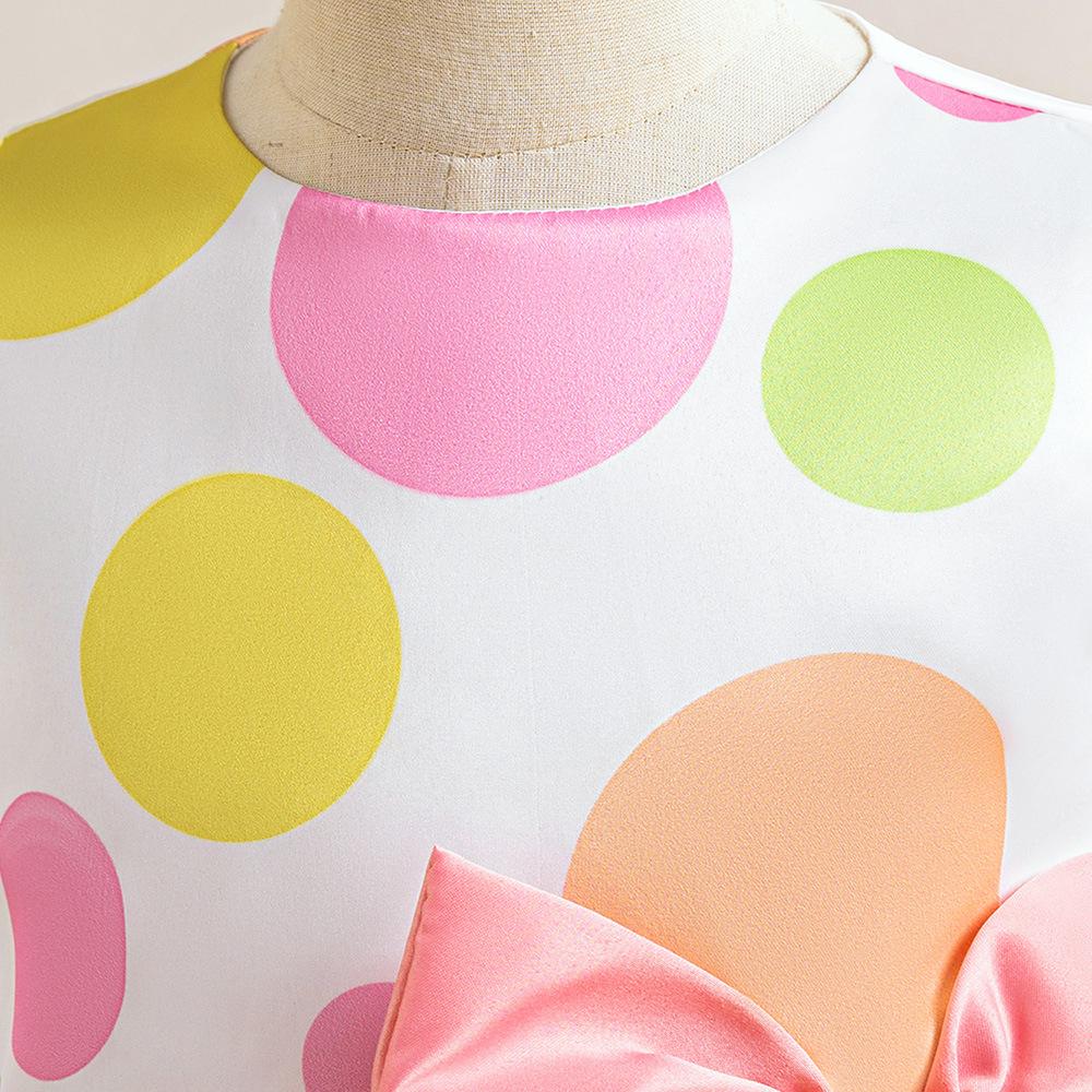 Girls Polka Dot Pleated Dresses Party Princess Dress Girl Sleeveless Clothes Kids Birthday Wedding Formal Costumes Children Wear