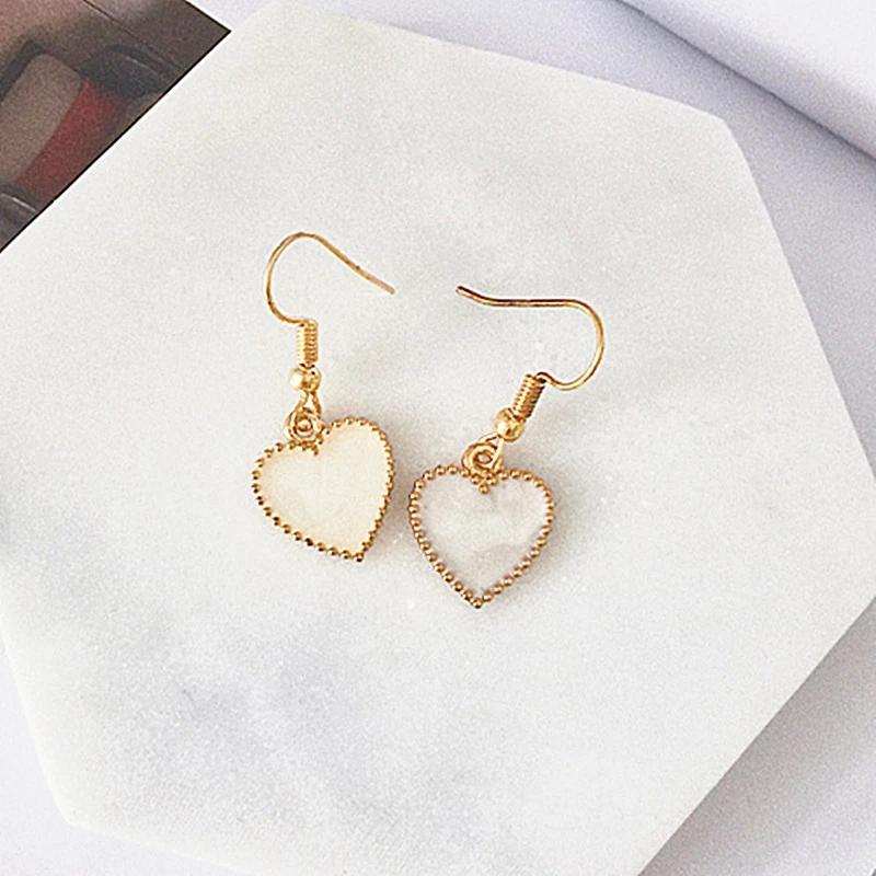 Cute Korean Earrings Love Heart Bling Crystal Stone Rose Gold Stud Earrings for Women Korean Jewelry Gift