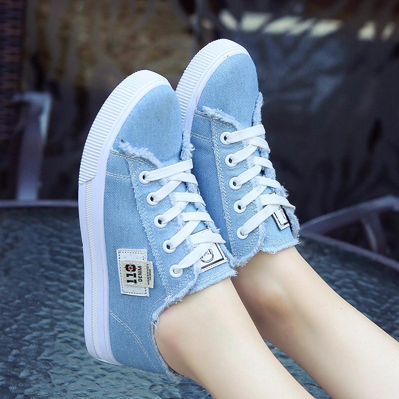 New Spring autumn Summer Women Canvas Shoes flat sneakers women casual shoes low upper lace up white shoes semi-trawling