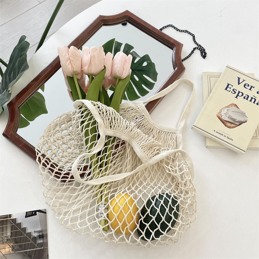 5 Woven fruit mesh bag shoulder bag shopping fishing net bag portable hollow woven bag play beach bag