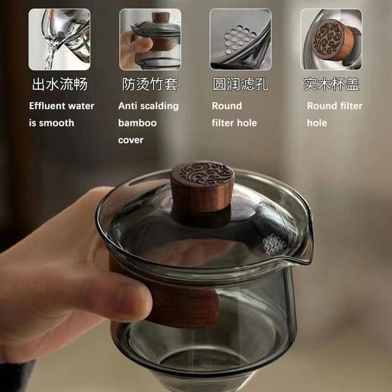 Japanese Glass Gaiwan Tea Tureen Single Heat-resistant and Scald Proof Sancai Cup Tea Set Kung Fu Tea Cup and Bowl