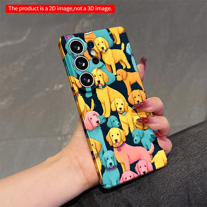 2DFlat Samsung phone case Colorful Puppies Pattern Phone Case Applicable to Galaxy S23 S24 S25ULTRA S26 A12 A14 A15 A16 A54 A55