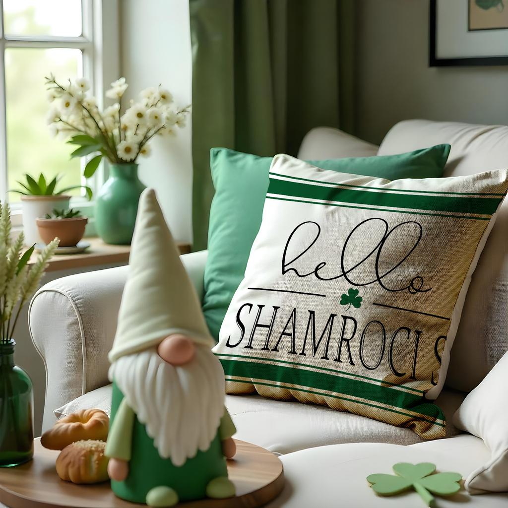 St. Dzień Świętego Patryka Poszewka na Poduszkę Paski Nadruk Domowa Poszewka na Poduszkę Salon Sofa Sypialnia Poszewka na Poduszkę