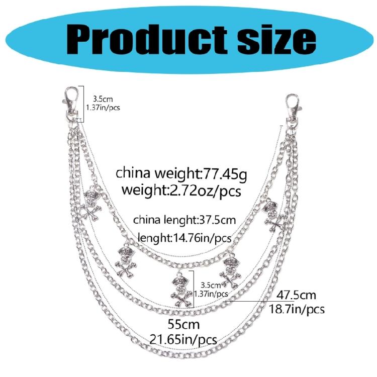 Edgy Skull Charm Metal Jeans Chain Punk Waist Decoration For Women Hip Hop Style