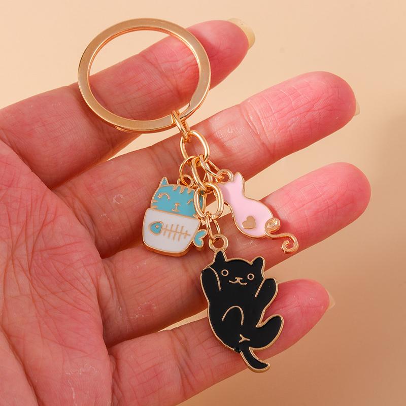 Aihua Cute Enamel Puppy Cats Keychain for Women Girls BFF Bestfriends Handbag Pendant Birthday Jewelry Gifts