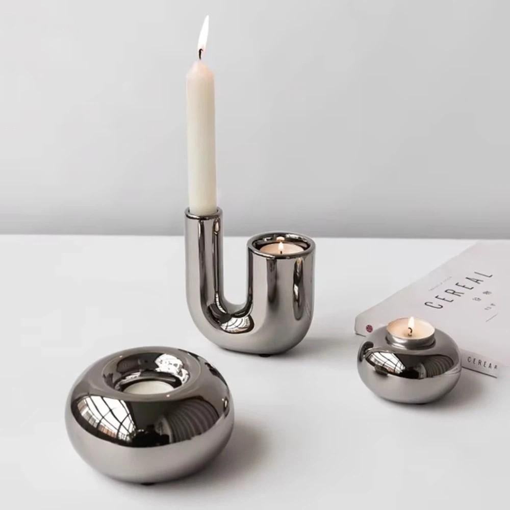 Tire Ornament Ceramic Candle Holder Circular Shape Creative Candle Pedestal Romantic Dinner