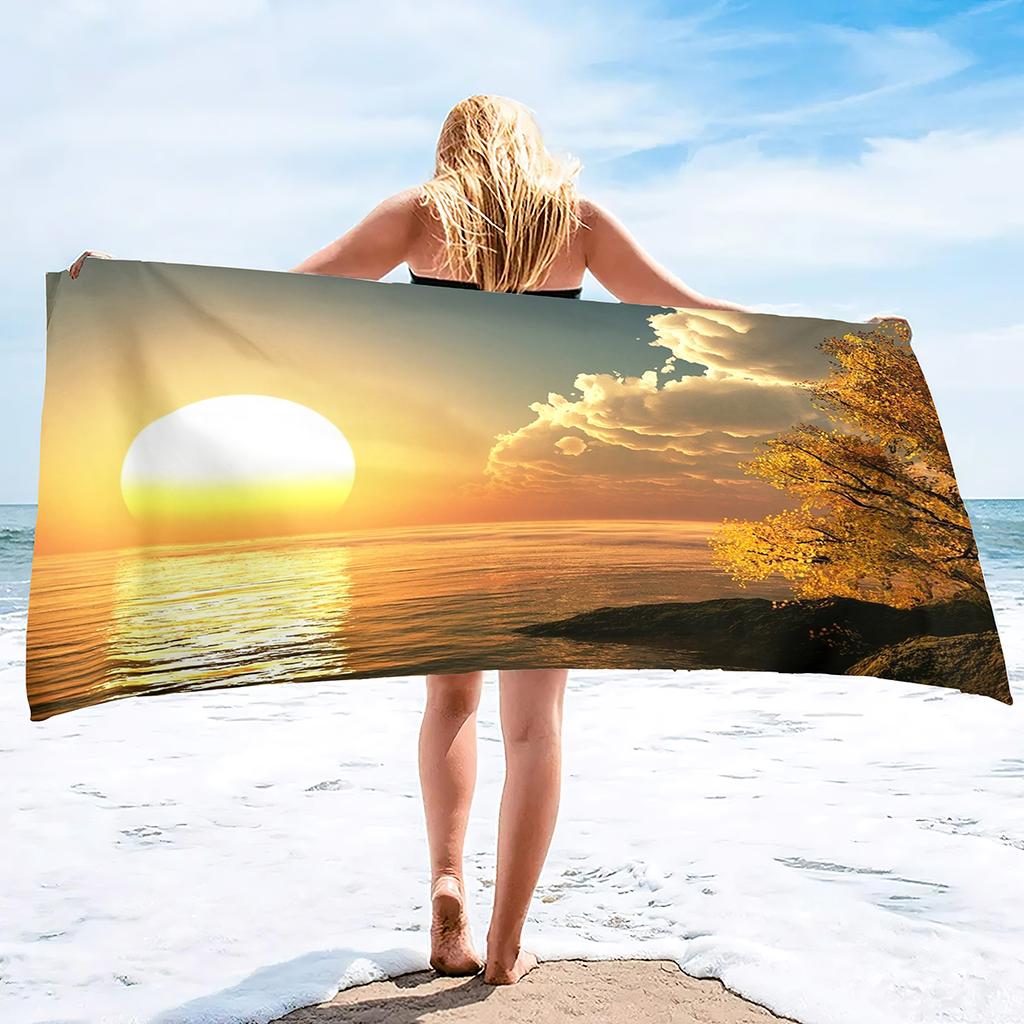 Sun Print Microfiber Beach Towel Large Quick Dry Sand Proof Absorbent Towel for Adult Travel Swimming