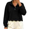 Women's Fashion Color Long Sleeve Collared Pullover Sweatshirt Casual Loose Fit Top