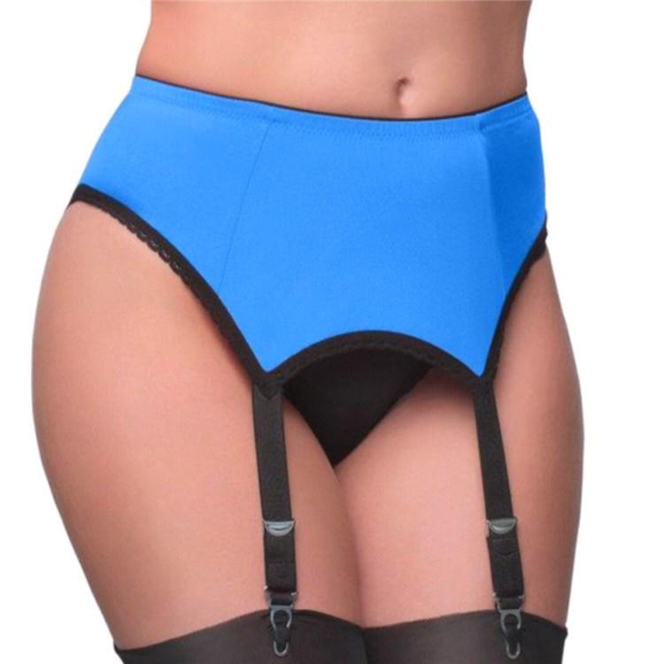 European & American Lace Trim High Waist Adjustable 6-Garter Belt with Metal Buckle - Plus Size for Women