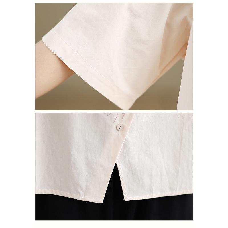 DIMANAF Summer 2026 Women Plus Size New Blouse Shirt Short Sleeve Casual Loose Lady Tops Shirts Cotton Print