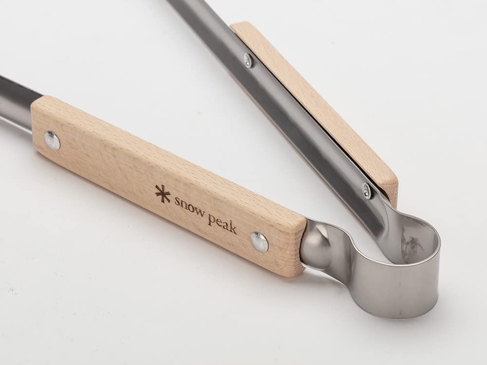 Snow Peak Fire Steel Tongs, Body/Stainless Grip/Beech Wood, N-020