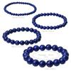 Natural Stone Lapis Round Beads Elastic Bracelet Bohemian Women's Trendy Handmade  Bangle Zircon Gift