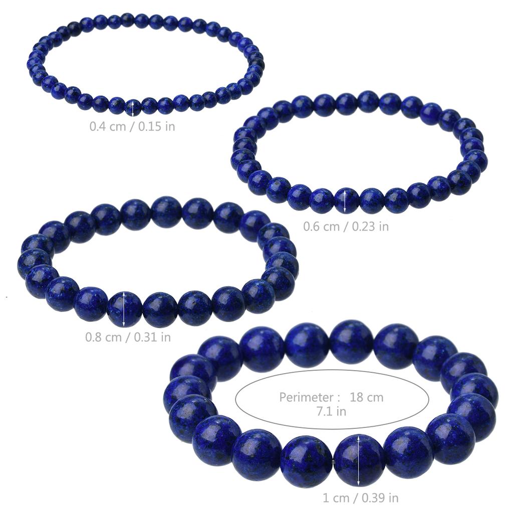 Natural Stone Lapis Round Beads Elastic Bracelet Bohemian Women's Trendy Handmade  Bangle Zircon Gift