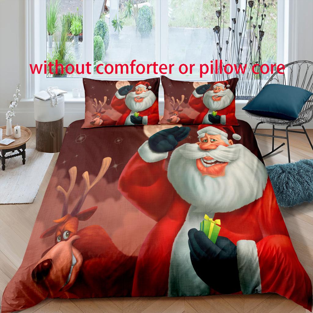 Christmas Style Digital Printed Duvet Kit - Polyester - Bedroom Decor -1 Bed Cover +2 Pillowcases (no pillow core)