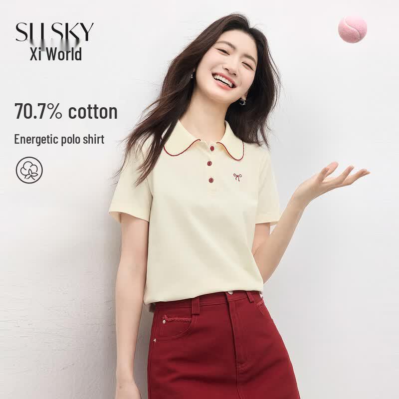 Women s Color-block Polo T-shirt 2XL