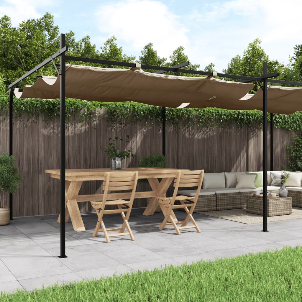Pergola with Sliding Roof Taupe 589 X 292 X 230 Cm