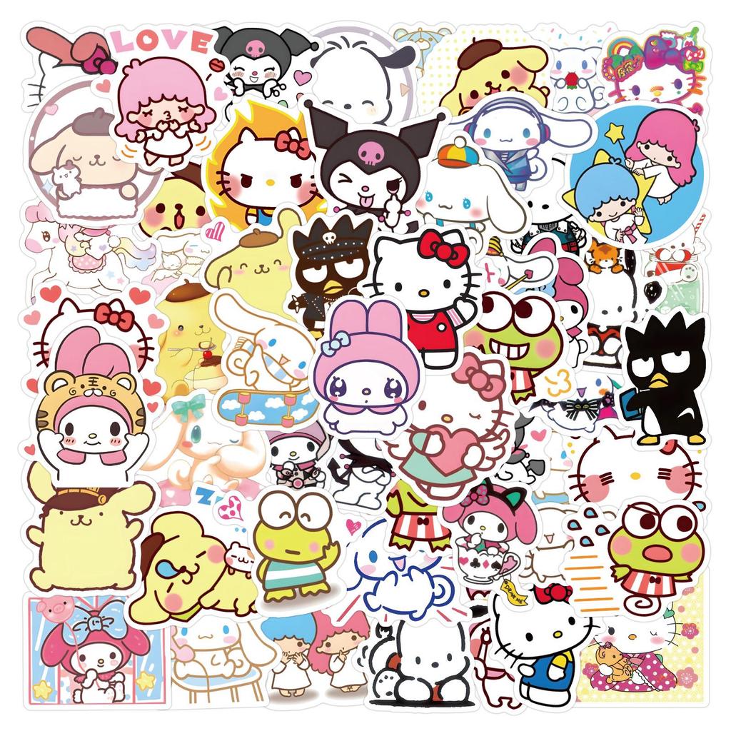 60 Cute Sanrio Cartoon Stickers: Journal, DIY, Phone & Laptop Decals