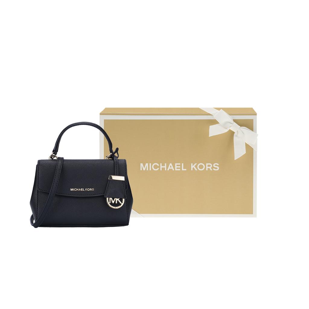 Michael Kors Mk Ava Vintage Zlaté Logo Detailní Bohatá Hovězí Kůže Ramenní Crossbody Tote Taška Dámské Kabelky Černá 32F5GAVC1L-001