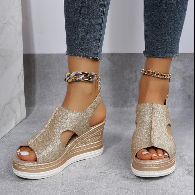 New Women's Roman Wedge Sandals with Peep Toe and Thick Sole