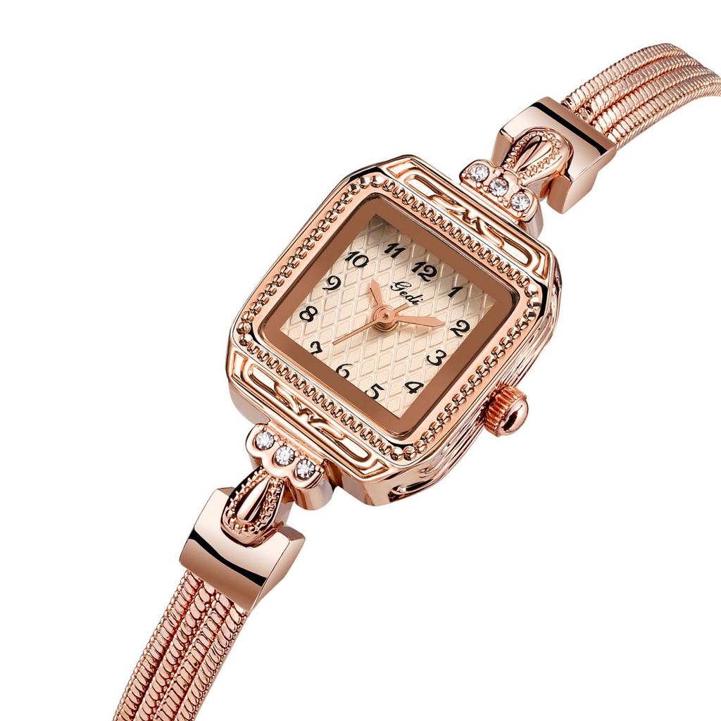 Ladies Light Luxury High-End Watch Retro Copper Imitation Snake Strap Watch Square Plate Antique High-Value Watch