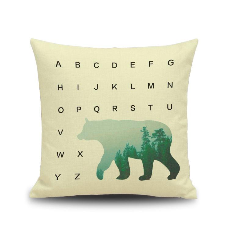 

Small Fresh Green Abstract Animal Digital Printed Linen Pillow Nap Office Cushion Pillow Cover 45X45cm without pillow core